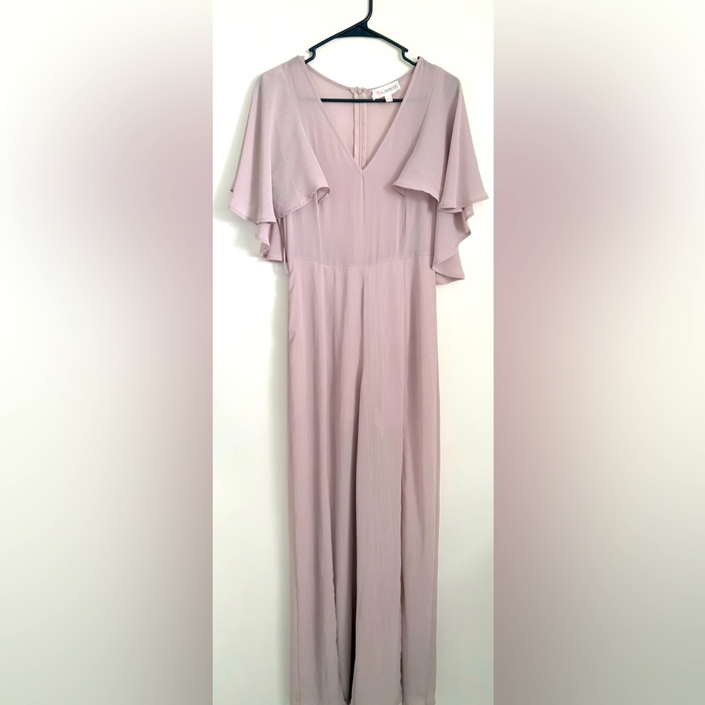 L’atiste Elegant Mauve Long Jumpsuit Slit legs inserted shorts No belt